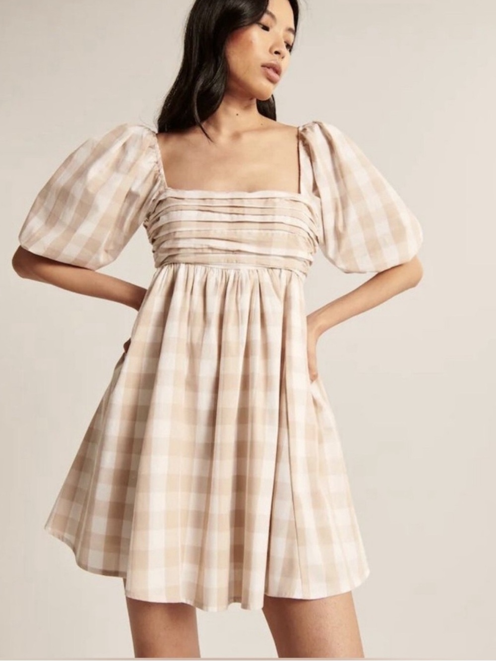 Abercrombie & Fitch Emerson Poplin Sleeve Gingham Mini Dress size M